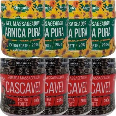 Imagem de Kit 4 Gel Massageador Arnica Pura 200g + 4 Pomada Massageadora Cascave