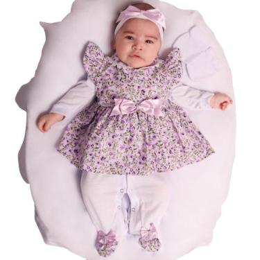 Imagem de Saída de Maternidade Menina Aconchego Bela Floral Lilás 05 Peças P - A