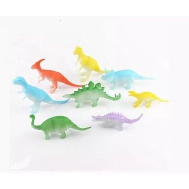 Imagem de Brinquedo Kit 8 Dinossauros Emborrachados Brilha no escuro - TOYS