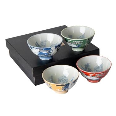 Imagem de Urban Tokyo Conjunto de tigelas de arroz japonês, 4 peças, design de guindaste japonês, tigelas de sopa de 4,5 polegadas D Minoware, porcelana feita no Japão