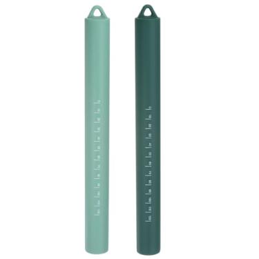 Imagem de HARFINGTON Rolo de massa de silicone de 25,4 cm, superfície de silicone inoxidável, antiaderente, aço inoxidável, núcleo interno, rolo de cozinha para assar pastelaria, pizza, fondant, pão, verde,