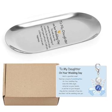 Imagem de MKISHINE Something Blue for Bride to Be on Wedding Gifts Card Bridal Angel Bouquet Garter Charm Gift Card para filha no dia do casamento, presentes de casamento de mãe para filha, bandeja de joias