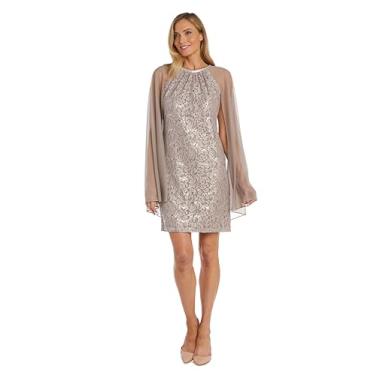 Imagem de R&M Richards Vestido feminino plus lace coquetel e festa, Champanhe, 48