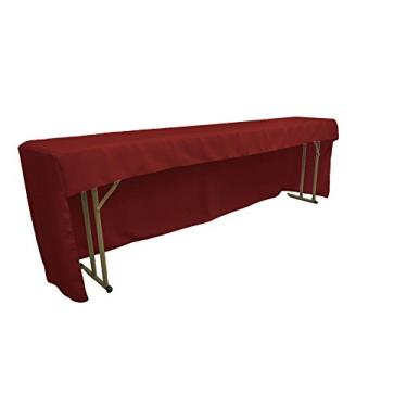 Imagem de LA Linen Toalha de mesa de popelina de poliéster aberto nas costas 243,8 cm C x 45,7 cm L x 76,2 cm A, vinho
