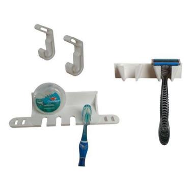 Imagem de Kit Suporte Banheiro - Escova Dente, Aparelho Barbear Ganhos - Mad Mak