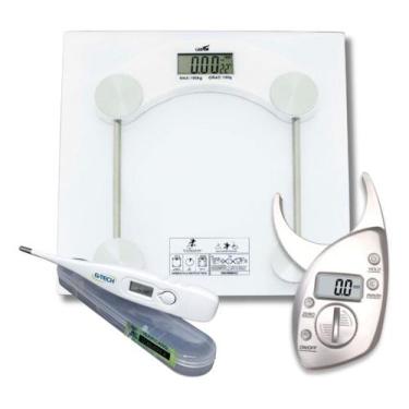 Imagem de Kit Saude Academia Balança + Termometro + Adipometro Digital - G-Tech