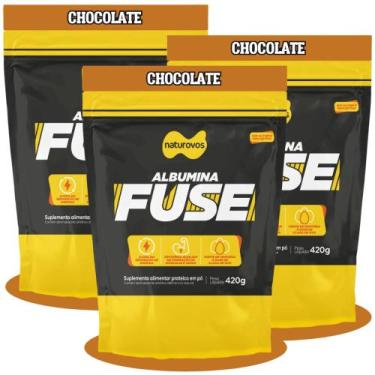 Imagem de Combo 3x Albumina Fuse 420g Proteína Naturovos - Sabor Chocolate