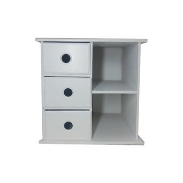 Imagem de Mini Cômoda 3 Gavetas e 2 Repartições 27x27x26 Mdf Madeira Pintado - A