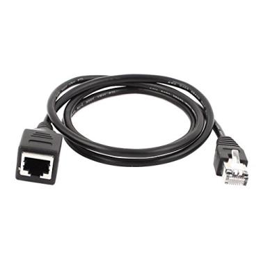 Imagem de uxcell Cabo de extensão Ethernet, cabo adaptador RJ45 Cat 5 RJ45 de 1 m, extensor de rede Ethernet, conector LAN macho blindado para fêmea, 1 peça preta