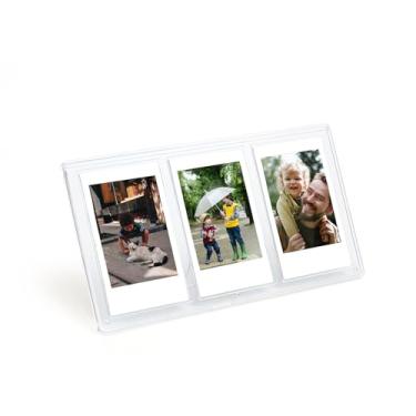 Imagem de Aisnyho Moldura de mesa 3 em 1 transparente de 7,6 cm com três compartimentos para câmera Fujifilm Instax Mini, para foto Polaroid de 7,6 cm