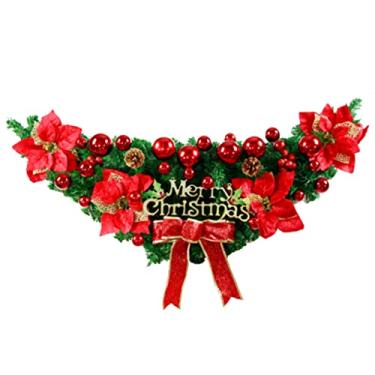 Imagem de Belas Guirlanda de outono de 39"/100 cm para porta da frente DIY chifre de carneiro videira de natal guirlanda de vime para casa hotel shopping decoração diverso