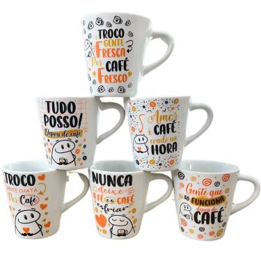 Imagem de Jogo 6 canecas Cônicas 120ml Flork Café - Porcelana