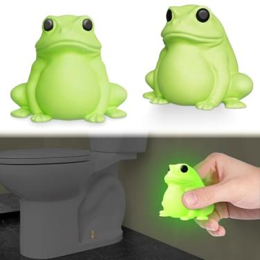 Imagem de boeemi Tampas de parafuso de vaso sanitário decorativas que brilham no escuro - 2 peças tampas de parafuso de vaso sanitário sapo verde luminoso PLA bonito acessórios de decoração de banheiro