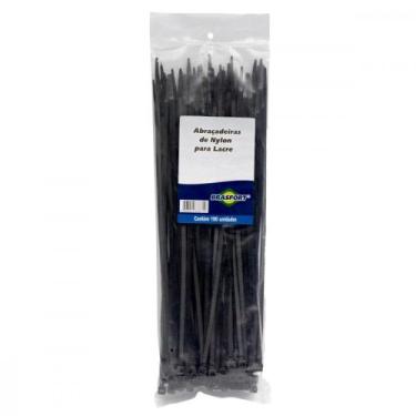 Imagem de Abracadeira Nylon Brasfort Preta 3,6X200 100 Pecas 8862, Preto