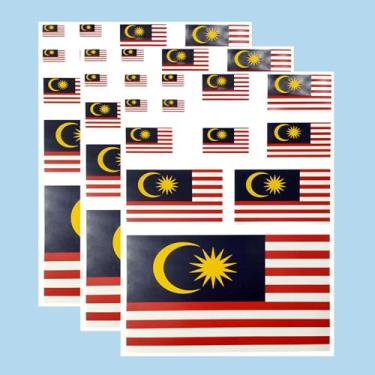 Imagem de Ruoming Ruoming Conjunto de adesivos de bandeira nacional, vários tamanhos, 3 folhas (Malásia)