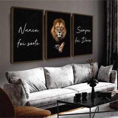 Imagem de Quadro Leão Tribo de Judá Frases Sala Hall Moldura - Looks Objetos de 