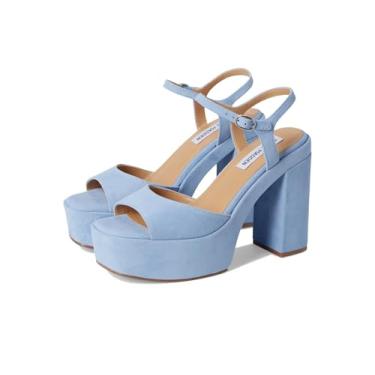Imagem de Steve Madden Sandália feminina de salto Odina, Camurça azul, 40