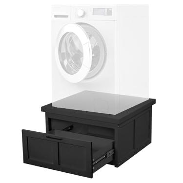 Imagem de Ilyapa Suporte para lavadora e secadora - 71 x 71 x 40 cm. Pedestal universal de lavanderia, com gaveta - Base de máquina de lavar compatível com Samsung, LG, GE, Maytag