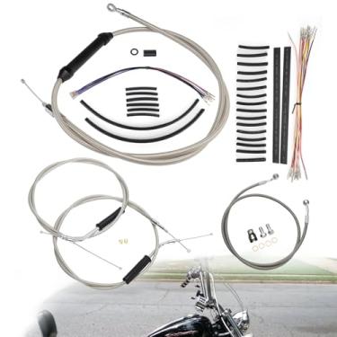 Imagem de TIGERSGATE Kit de cabos Sportster de 35,56 cm para cabide macaco estendido CAN-Bus/fios de seta/embreagem/cabos do acelerador/linha de freio para Harley 2004-2006 ferro não ABS XL XLH 883 1200 50