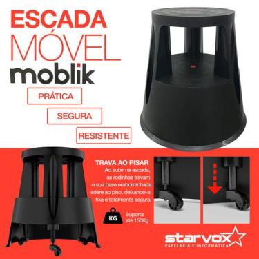 Imagem de Banco Escada Móvel Preto Moblik