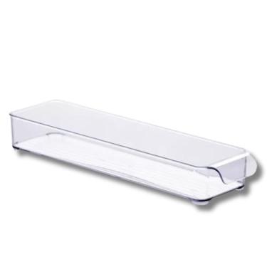 Imagem de Organizador de Gaveta Em acrílico Transparente Retangular Multiuso para Cozinha, Geladeira, Banheiro, Escritório e Armário, Bandeja de Armazenamento 37,5cm x 10,5cm x 5,5cm
