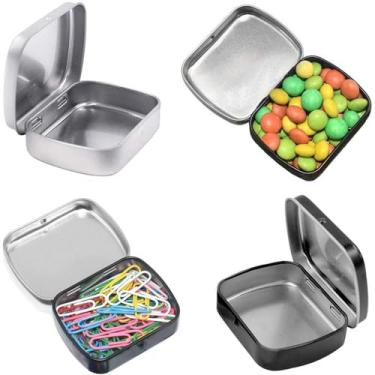 Imagem de Pacote com 9 caixas de metal articuladas com recipientes de tampa caixa portátil para pequeno kit de armazenamento organizador doméstico, preto, branco, prata modelo 604715