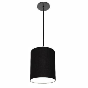 Imagem de Lustre Luminária Pendente Vivare Free Lux PE-4103PR Cúpula em Tecido 15x20cm - Preta