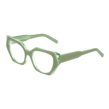 Imagem de Reptile Cryptodira Demo Lens Eyeglasses feminino, moderno, elegante, durável, leve, armação de óculos de grau, Cristal verde de 3 tons, M
