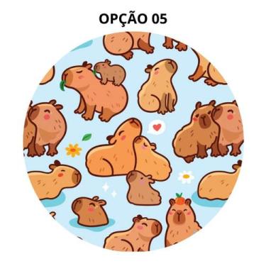 Imagem de Mouse Pad Capivara Redondo 19cm Borracha Antiderrapante - LARANJA E MI