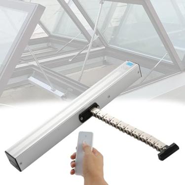 Imagem de WZYCLTT Abridor de janela elétrico (curso de 300-700 mm), atuador abridor de janela de corrente de baixo ruído 600N com sensor de chuva e controle remoto para claraboias/aberturas de teto (500 mm)