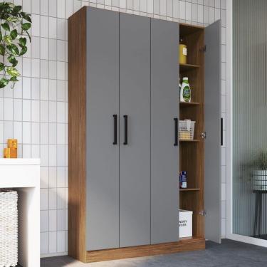 Imagem de Armário Multiuso Riviera 4 Portas 8 Prateleiras Freijó/Cinza - Irm Móveis