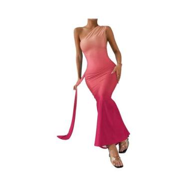 Imagem de Vestido Casual Feminino Sem Mangas Assimétrico Com Babado E Gola Incli