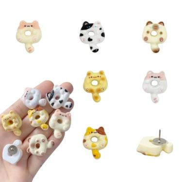 Imagem de YDDXAQHB 60 alfinetes para gatos, animais fofos, polegares decorativos para parede de fotos, mapa, pôsteres, mapas, menu de papel, softboard ou quadro de avisos, acessórios de escritório