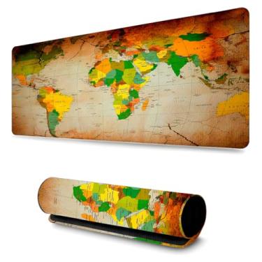 Imagem de Mouse Pad Gamer Profissional Grande Confortavél Anti Derrapante 90x40 - Mapa Azul (mapa mundi)
