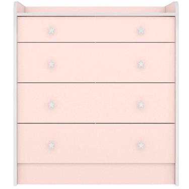 Imagem de Cômoda Com Trocador Infantil 4 Gavetas Doce Mel Rosa