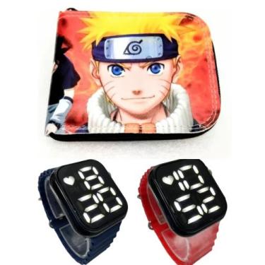 Imagem de Carteira infantil masculino Naruto e relogio digital a prova d agua sm