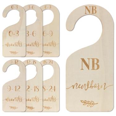 Imagem de 7 divisórias de armário de bebê, divisórias de cabide de madeira para berçário, separadores de guarda-roupa infantil, divisórias organizadoras de roupas infantis para separar roupas de recém-nascido a