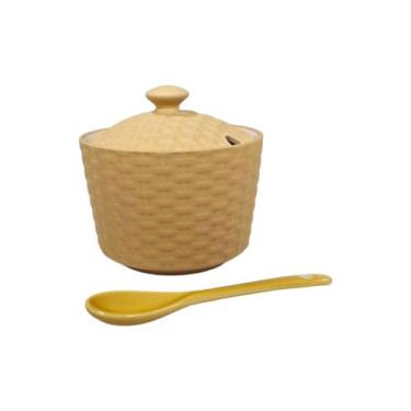 Imagem de Açucareiro Porcelana 290ml Com Colher Clássico Café Da Manhã - Hauskra