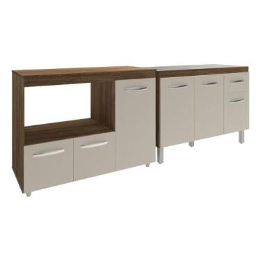 Imagem de Gabinete Cozinha Armário Balcão De Pia 120 Cm Aline E Balcão Para Micr