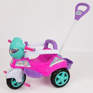 Imagem de Triciclo Infantil Baby City Rosa, 2 em 1 Passeio e Pedal, Suporta até 30kg, 65 x 47cm