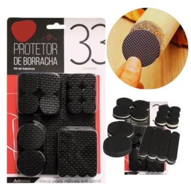 Imagem de 2 Kit de 33 Protetores de Borracha Adesivo Tamanhos Variados Pé Móveis Cadeiras Sofa Resistente Piso Proteção Porta Anti deslizante - Total 66 Unidades