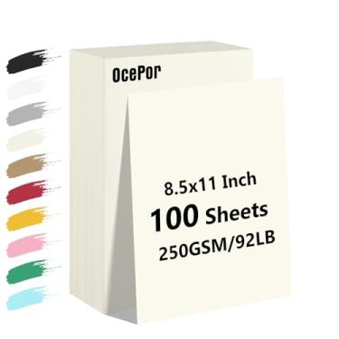 Imagem de 100 folhas de papel cartolina creme, papel colorido para impressora 21 x 28, cartolina grossa para artesanato, scrapbook, impressão de escritório, convites, certificados, 41,7 kg/250gsm