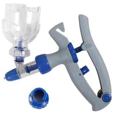 Imagem de Seringa injetora automática, pistola de seringa para gado de 5 ml com inserção de garrafa, contínua, ajustável, preciso para gado de cabra, porco, vaca, injetor automático