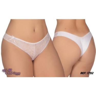 Imagem de Calcinha tanga fio duplo com frente de renda kit com 3 peças Ref 1792 