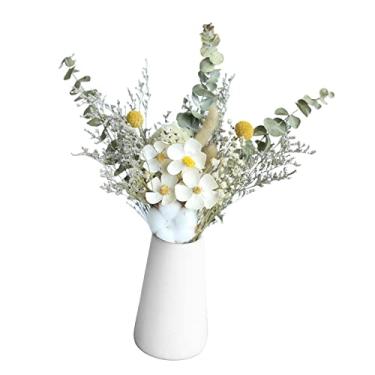 Imagem de Baoblaze Flores Secas Folhas de eucalitto Buquê de Flores Floral para Casamento Vaso Casa Escritório Arranjo de Flores, Violetas Brancas