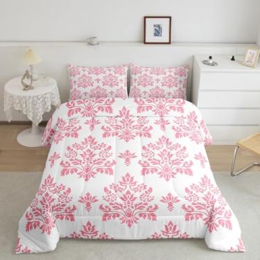 Imagem de Erosebridal Conjunto de edredom gótico para adultos, tamanho Queen, vintage, azul marinho, floral, damasco, boêmio, antigo, vitoriano, barroco, floral, para todas as estações