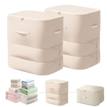 Imagem de Organizador de autocompressão com economia de espaço, bolsa de armazenamento de grande capacidade com zíper de 3 camadas 2025, tecido de cetim grosso, sacos resistentes para edredom, cobertores de