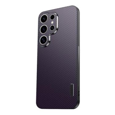 Imagem de HAO RIYLN Capa ultrafina para Samsung Galaxy S25 Ultra/S25 Plus/S25, capa fosca antiimpressões digitais, proteção à prova de choque, textura de fibra de carbono, roxa, S25 Plus