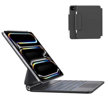 Imagem de AUSDOM Capa Para Ipad Pro M4 11" Com Magic Keyboard, Teclado 2024, 11 Cores, Retroiluminação, Trackpad Multitoque, Porta-Lápis E Suporte Magnético De Fácil Instalação, Preto