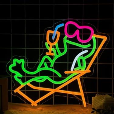 Imagem de Sinais de néon de verão para decoração de parede sapo verde luzes LED para decoração de sala de sinalização alimentada por USB Miami luzes neon para bar, clube de cerveja, sala de jogos, sala de estar